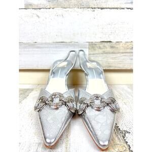 Dolce Vita Womens 9 Silver Haylee Slingback Pointed Toe Leather Heel Pump NEW